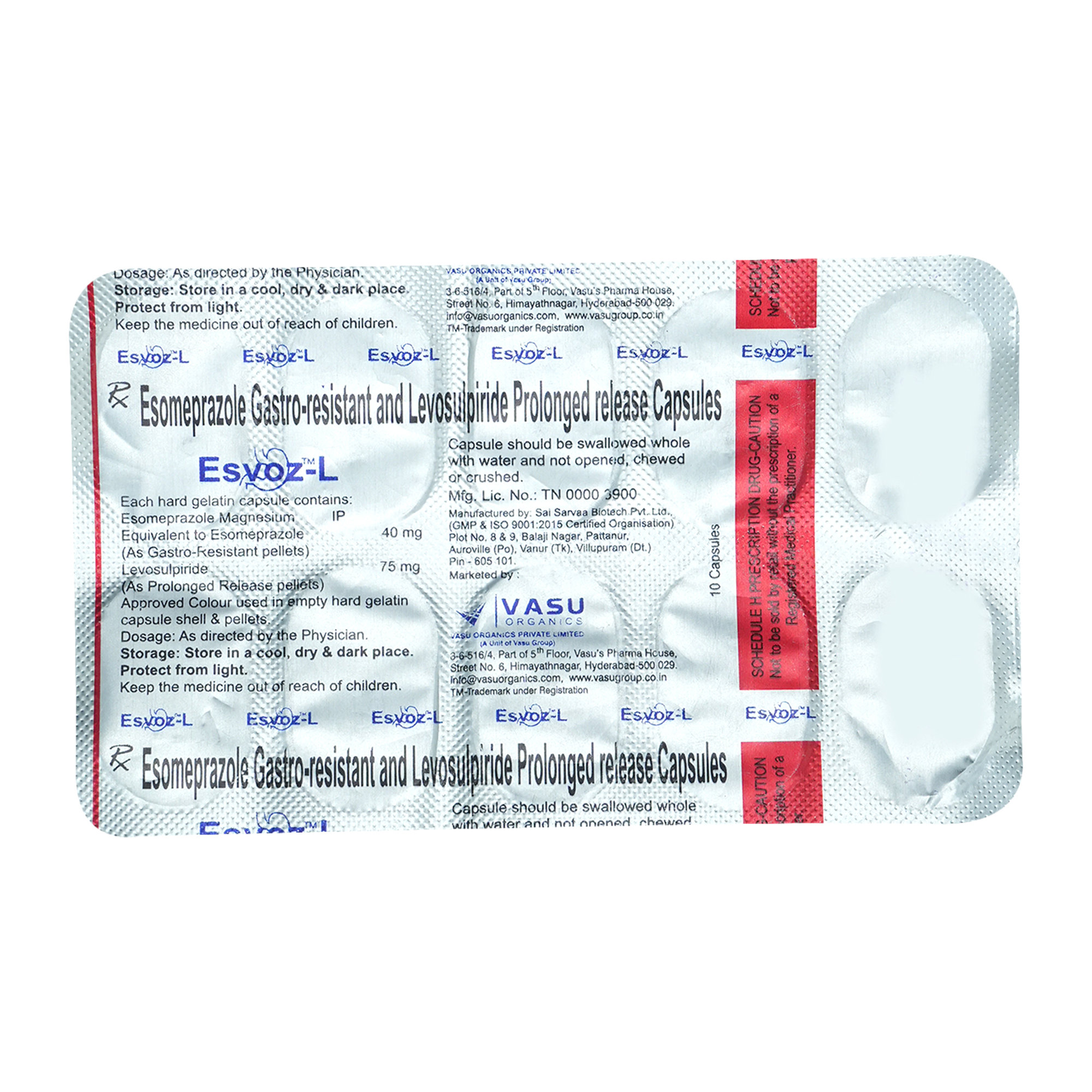 Esvoz-L Capsule 10'S, Pack of 10 CapsuleS Esvoz-L Capsule 10'S, Pack of 10 CapsuleS