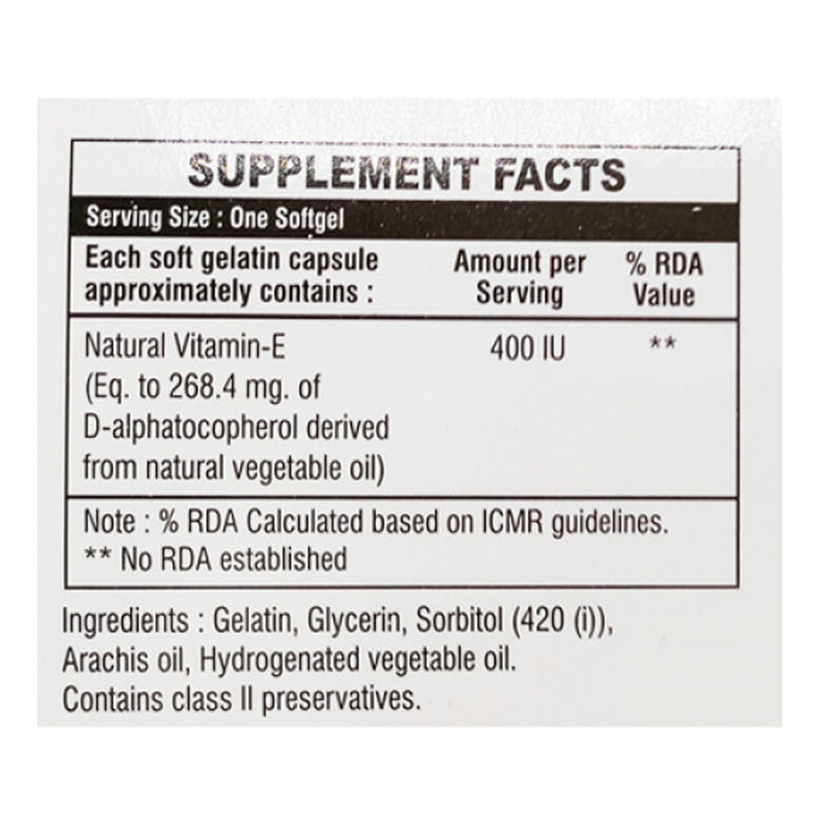 E-Tamin 400IU Softgel Capsule 15's, Pack of 15 CAPSULES E-Tamin 400IU Softgel Capsule 15's, Pack of 15 CAPSULES