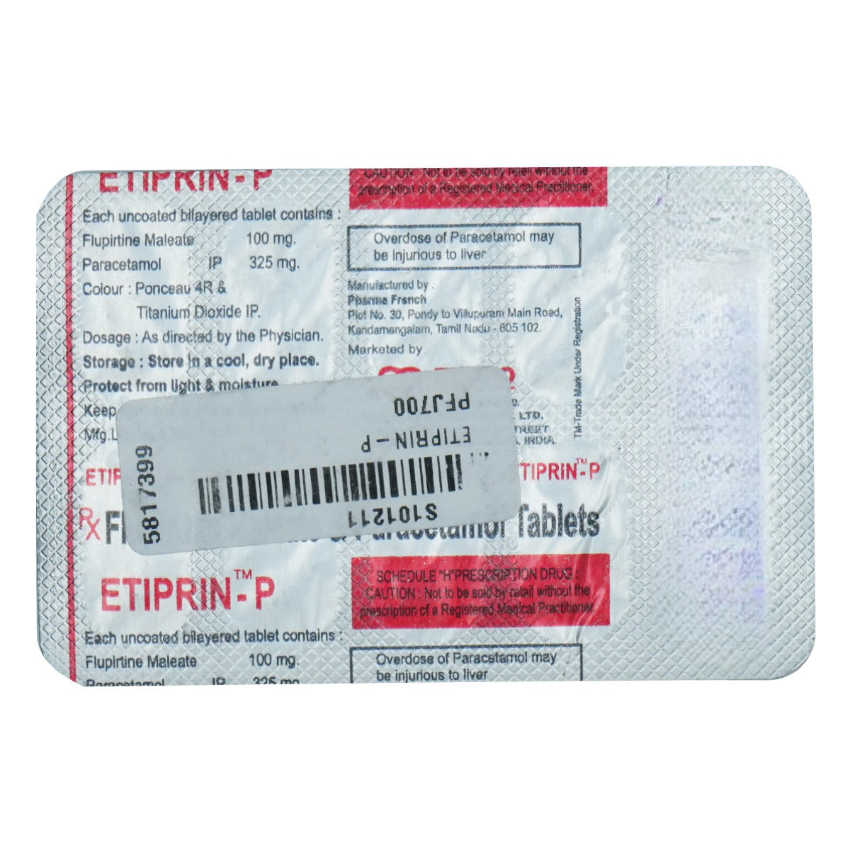 ETIPRIN P TABLET 10'S , Pack of 10 TabletS ETIPRIN P TABLET 10'S , Pack of 10 TabletS