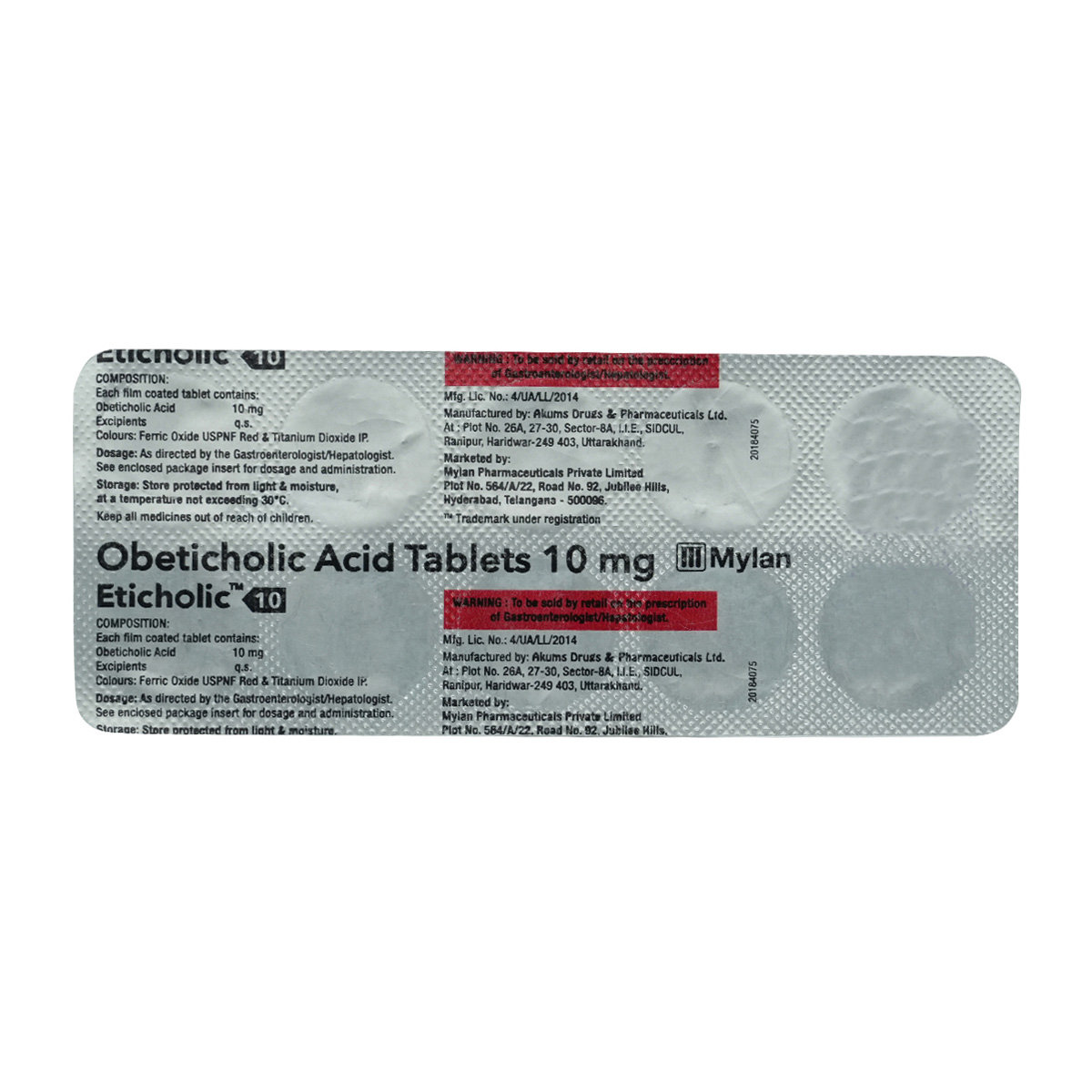 Eticholic 10 mg Tablet 10's, Pack of 10 TABLETS Eticholic 10 mg Tablet 10's, Pack of 10 TABLETS