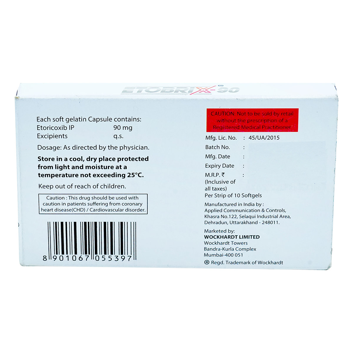 Etobrix 90 mg Softgel 10's, Pack of 10 TABLETS Etobrix 90 mg Softgel 10's, Pack of 10 TABLETS