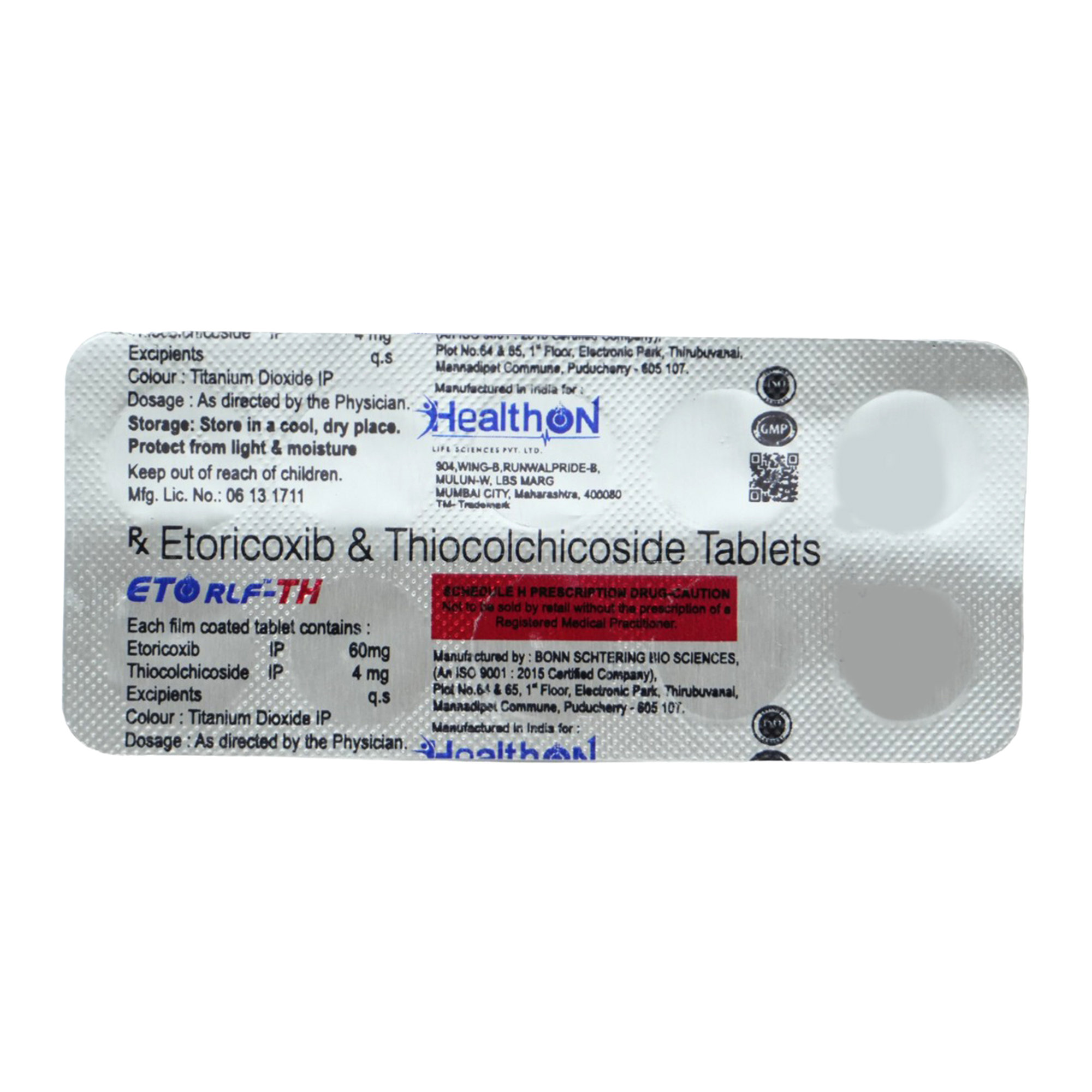 Etorlf-Th 60/4 Tab 10'S, Pack of 10 TABLETS Etorlf-Th 60/4 Tab 10'S, Pack of 10 TABLETS