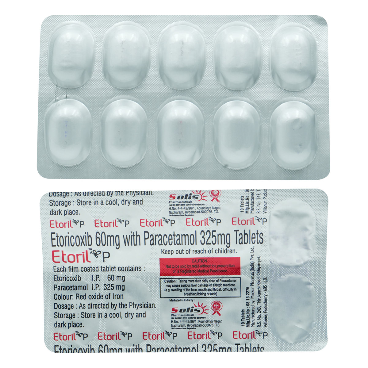 Etoril P 60/325 Tablet 10's, Pack of 10 TABLETS Etoril P 60/325 Tablet 10's, Pack of 10 TABLETS