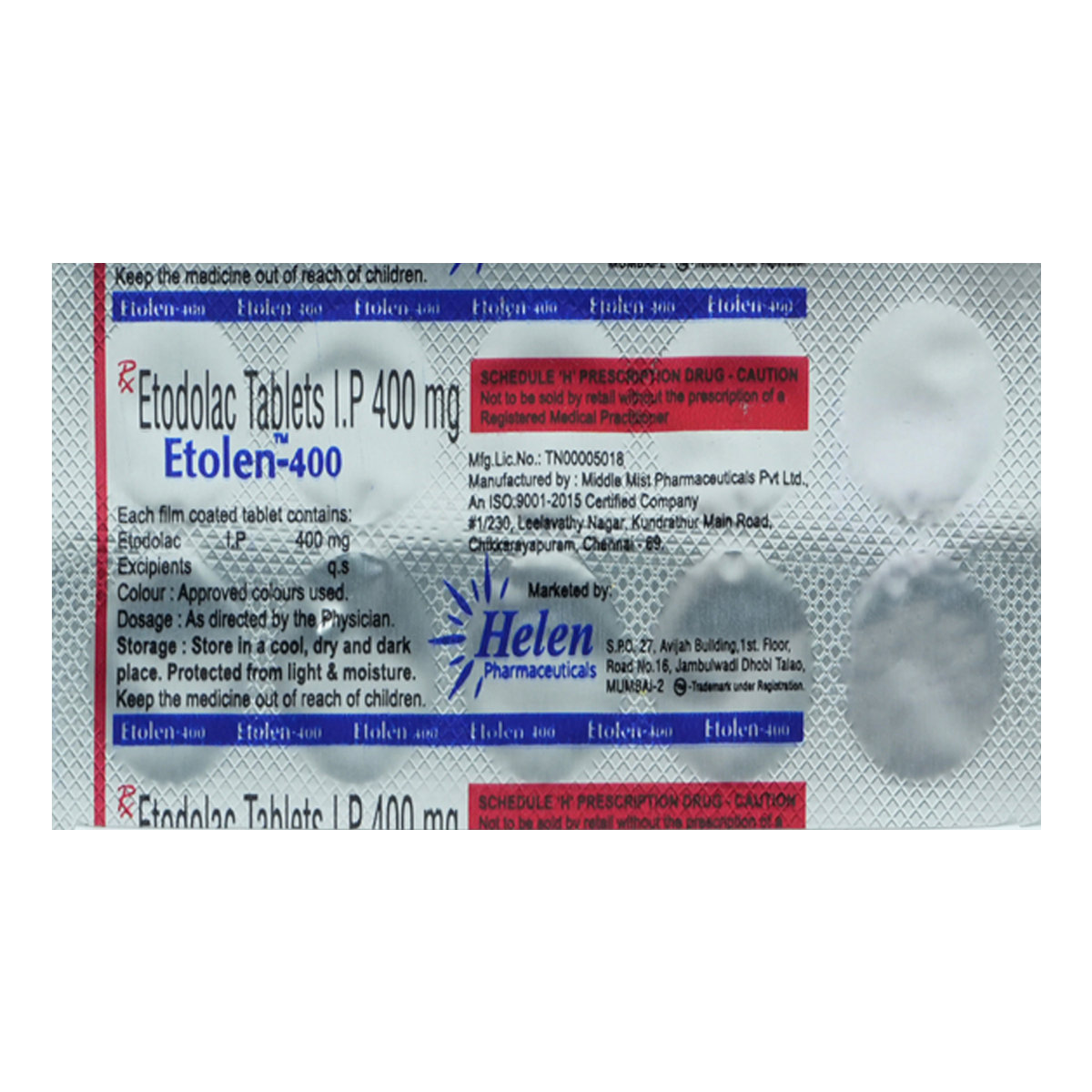 Etolen-400 Tablet 10's, Pack of 10 TabletS Etolen-400 Tablet 10's, Pack of 10 TabletS