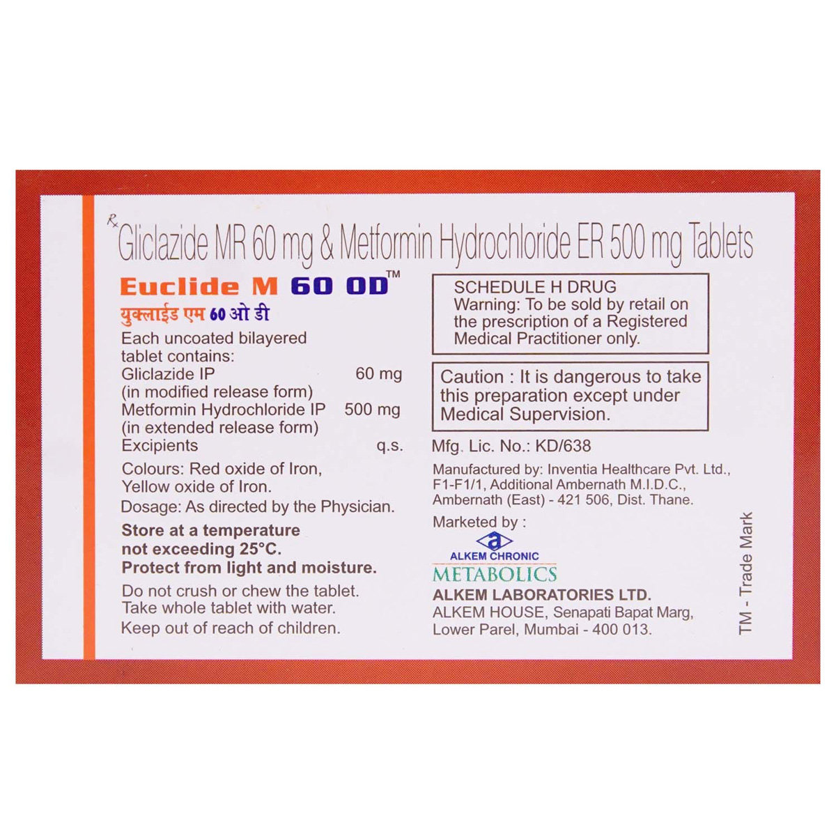 Euclide M 60 OD Tablet 10's, Pack of 10 TABLETS Euclide M 60 OD Tablet 10's, Pack of 10 TABLETS
