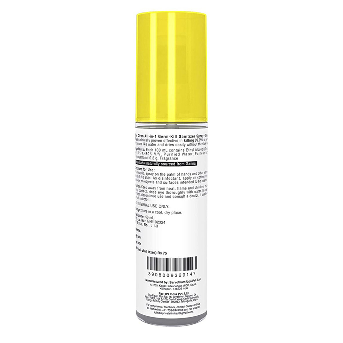 Ever Clean Germ Kill Sanitizer Spray Citrus Fresh, 50 ml, Pack of 1 Ever Clean Germ Kill Sanitizer Spray Citrus Fresh, 50 ml, Pack of 1