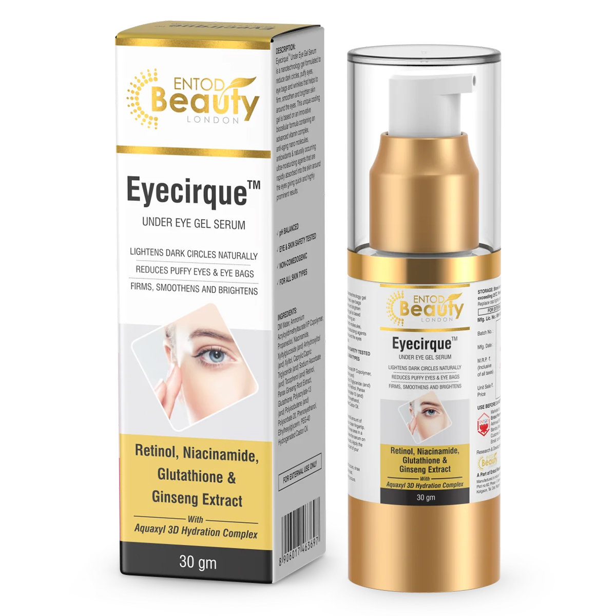 Eyecirque Under Eye Gel Serum 30 gm | Vitamin Complex, Aquaxyl, Glutathione, Ginseng Extract & Niacinamide | Reduces Dark Circles, Eye Puffiness, Eye Bags & Wrinkles | Smoothens, Brightens Skin | For All Skin Type, Pack of 1 Eyecirque Under Eye Gel Serum 30 gm | Vitamin Complex, Aquaxyl, Glutathione, Ginseng Extract & Niacinamide | Reduces Dark Circles, Eye Puffiness, Eye Bags & Wrinkles | Smoothens, Brightens Skin | For All Skin Type, Pack of 1