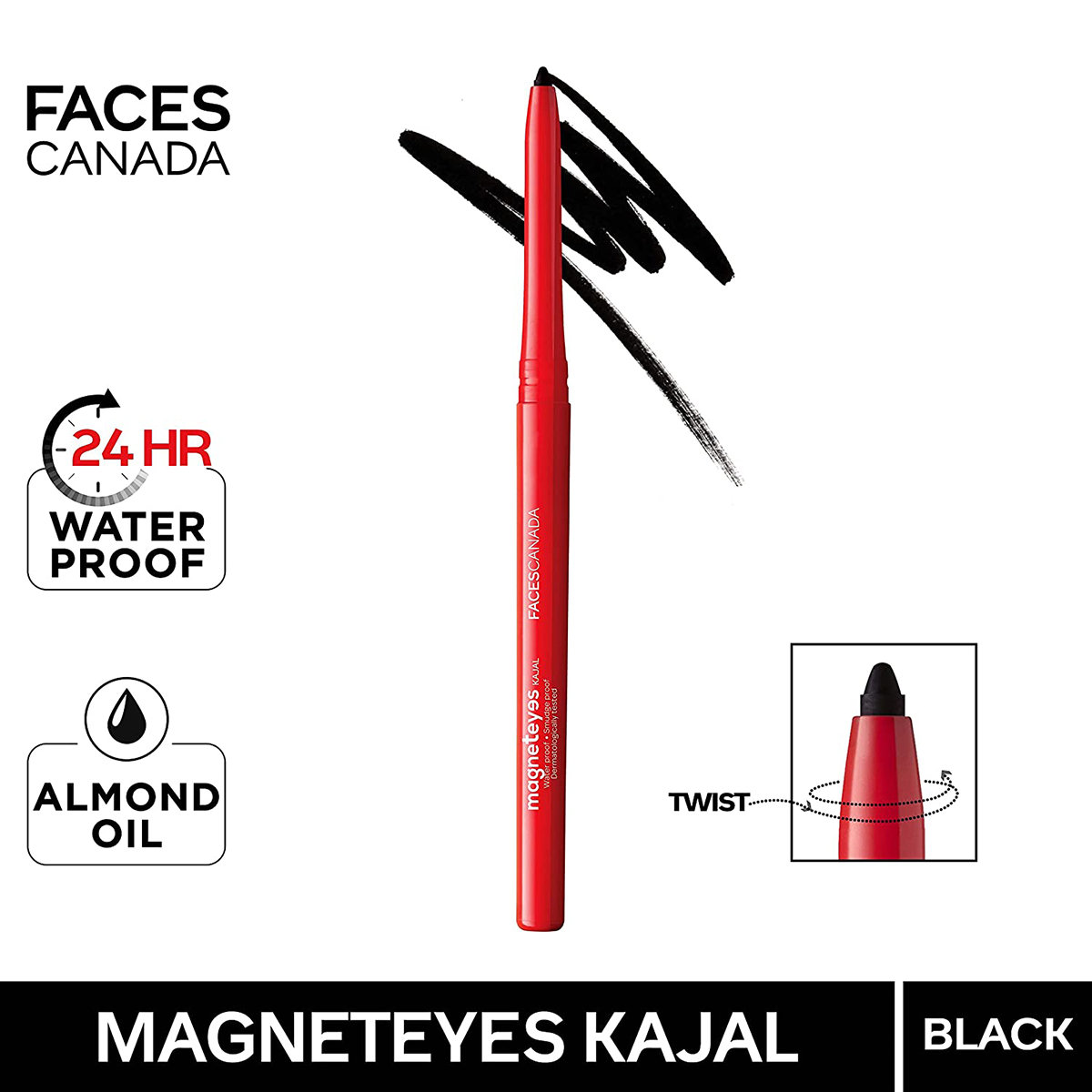 Faces Canada Magnet Eyes Black Kajal, 0.35 gm, Pack of 1 Faces Canada Magnet Eyes Black Kajal, 0.35 gm, Pack of 1