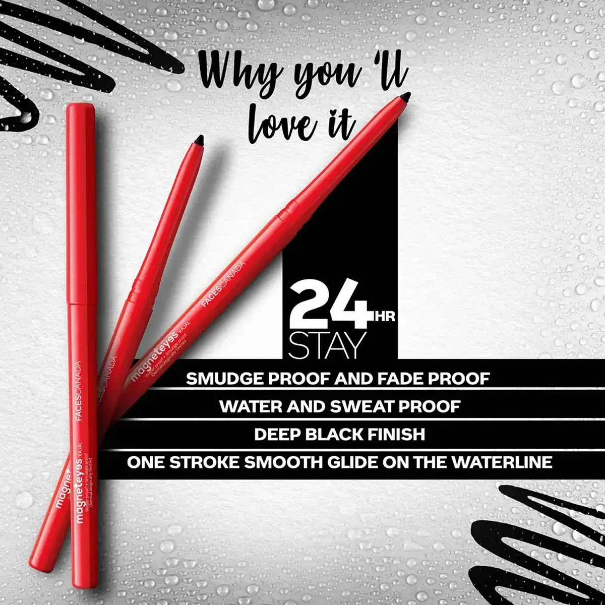 Faces Canada Magnet Eyes Deep Black Kajal, 2x0.35 gm, Pack of 1 Faces Canada Magnet Eyes Deep Black Kajal, 2x0.35 gm, Pack of 1