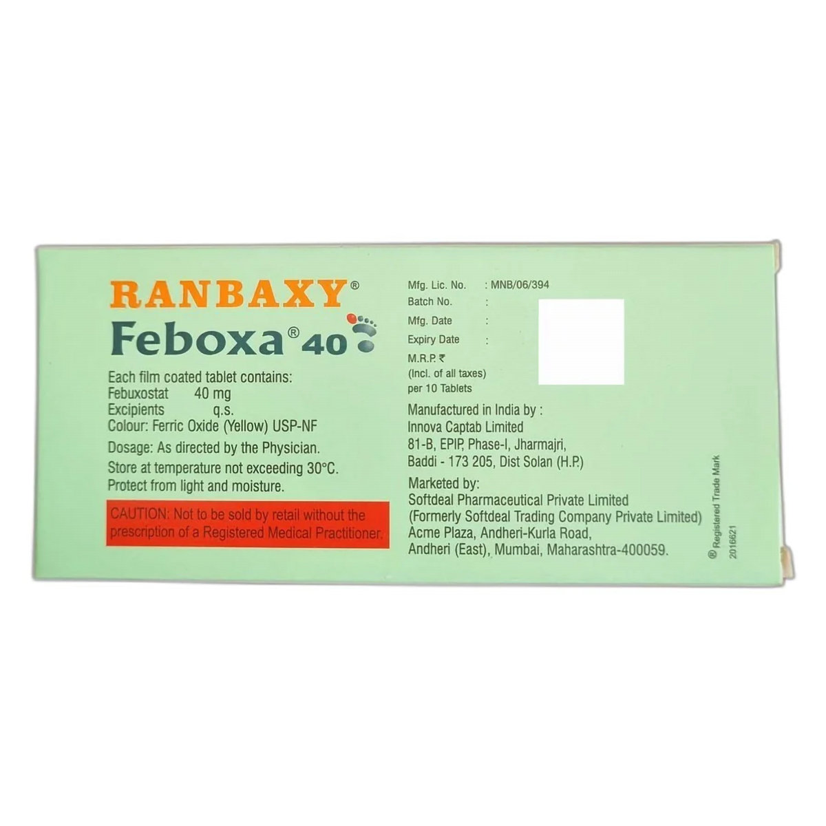 Feboxa 40 Tablet 10's, Pack of 10 TABLETS Feboxa 40 Tablet 10's, Pack of 10 TABLETS