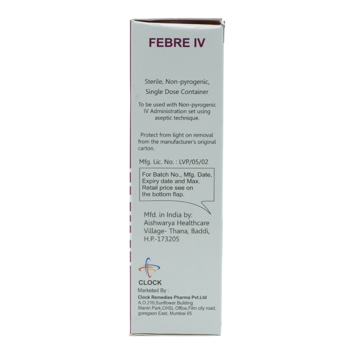 Febre 1% IV Infusion 100 ml, Pack of 1 INFUSION Febre 1% IV Infusion 100 ml, Pack of 1 INFUSION