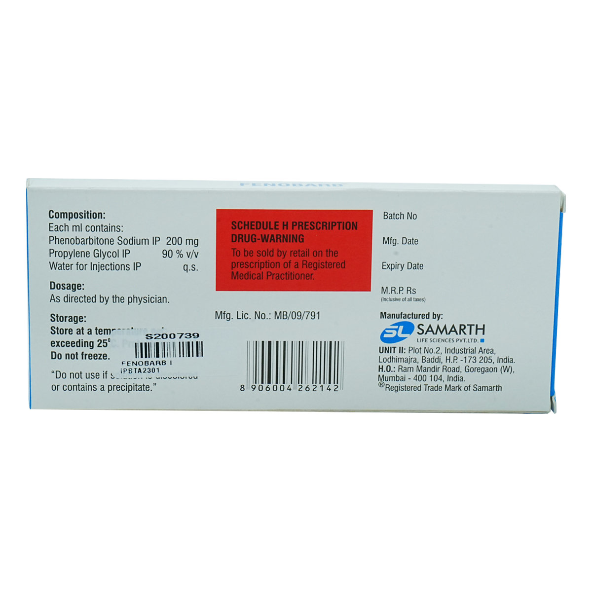 FENOBARB INJECTION 1ML , Pack of 1 INJECTION FENOBARB INJECTION 1ML , Pack of 1 INJECTION
