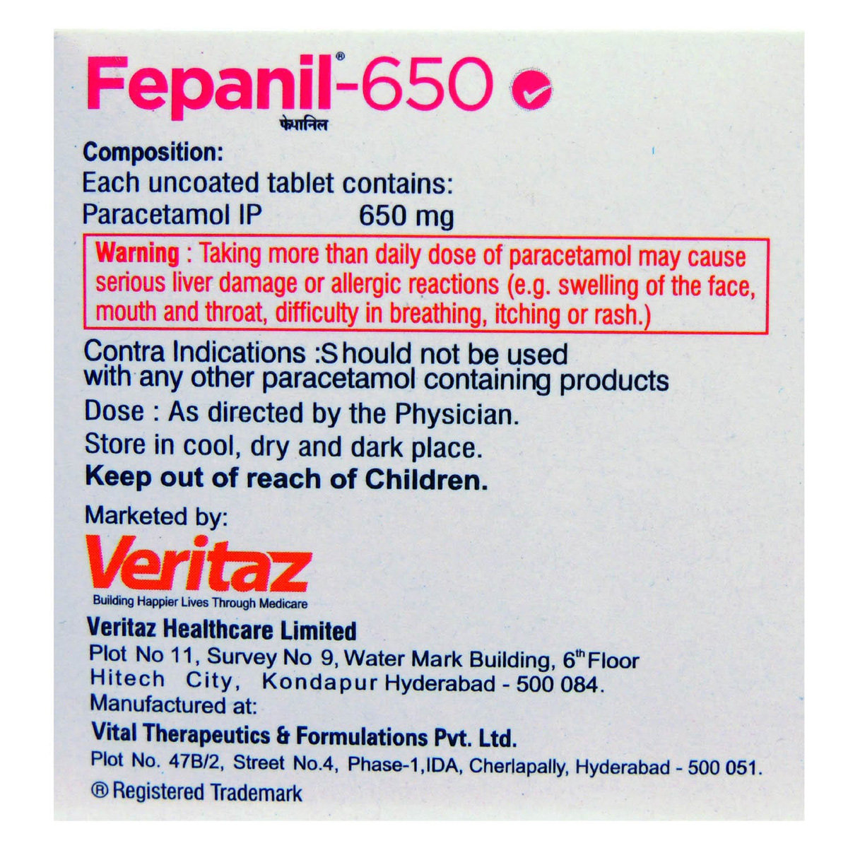 Fepanil-650 Tablet 15's, Pack of 15 TabletS Fepanil-650 Tablet 15's, Pack of 15 TabletS