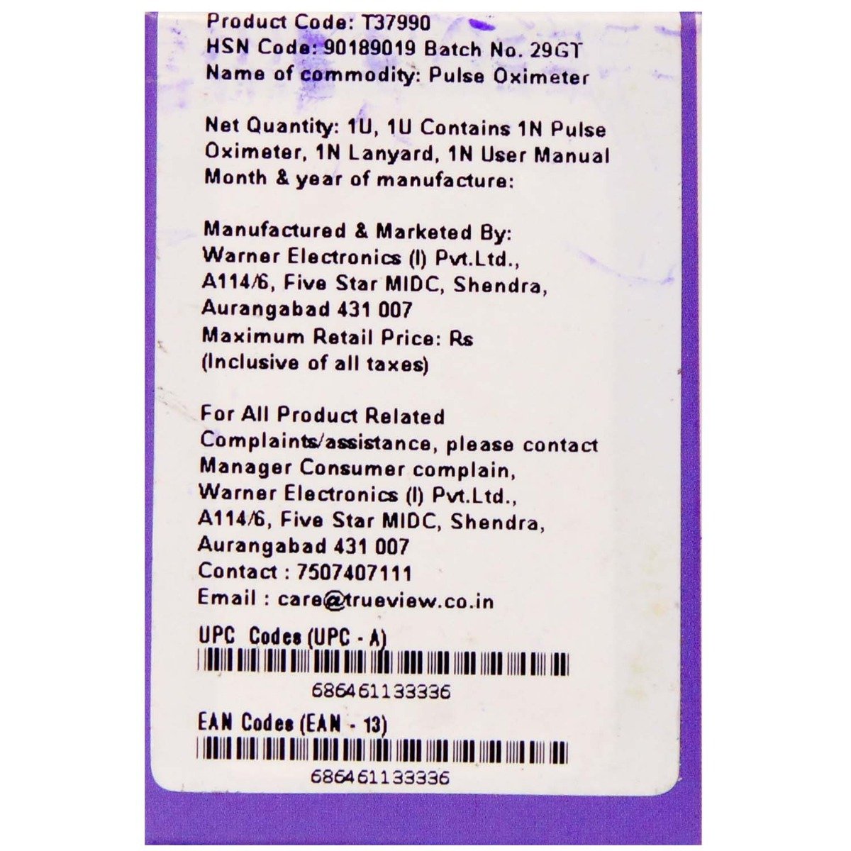 Trueview Finger Tip Pulse Oximeter i3 1, 1 Count, Pack of 1 Trueview Finger Tip Pulse Oximeter i3 1, 1 Count, Pack of 1