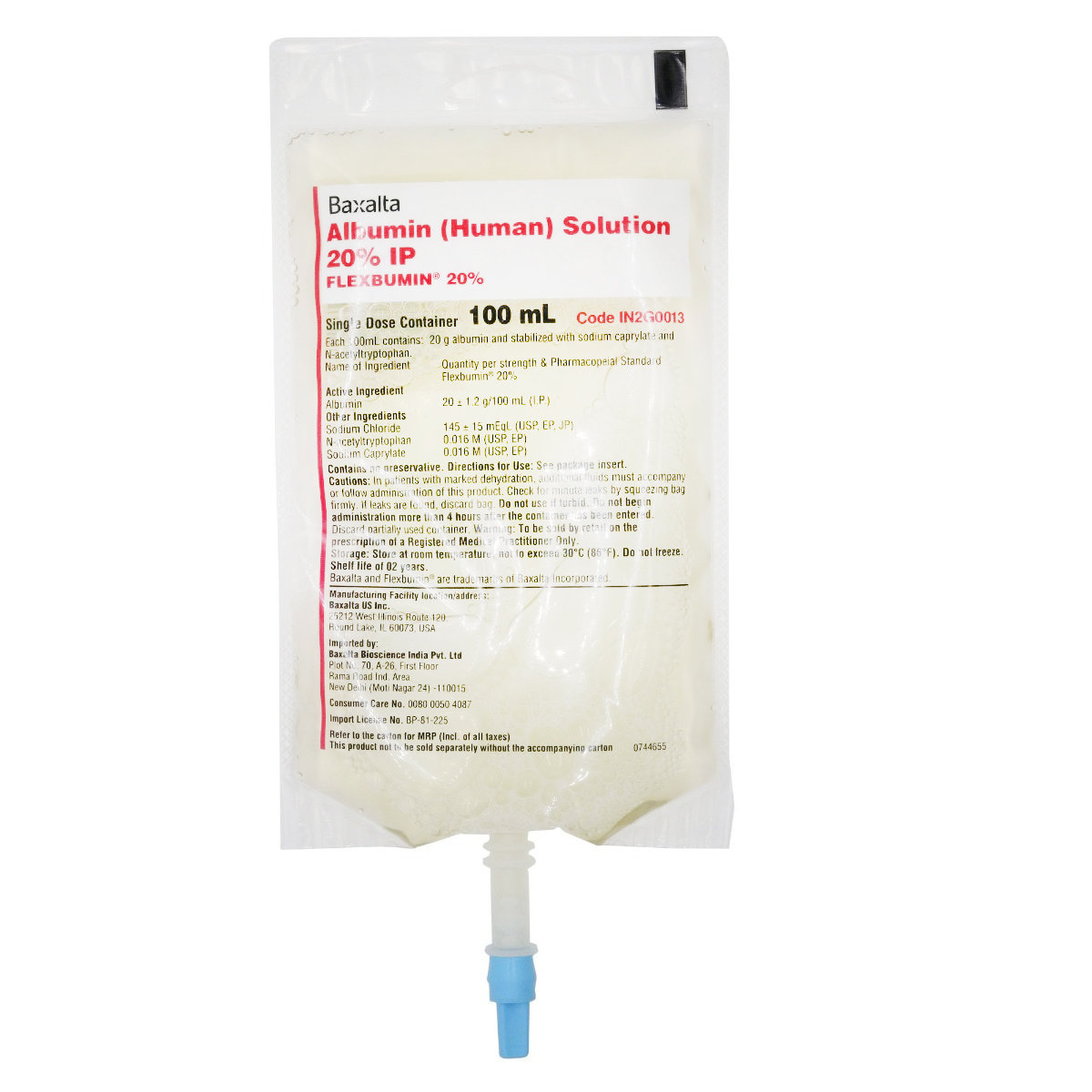 Flexbumin 20% Infusion 100 ml, Pack of 1 Injection Flexbumin 20% Infusion 100 ml, Pack of 1 Injection