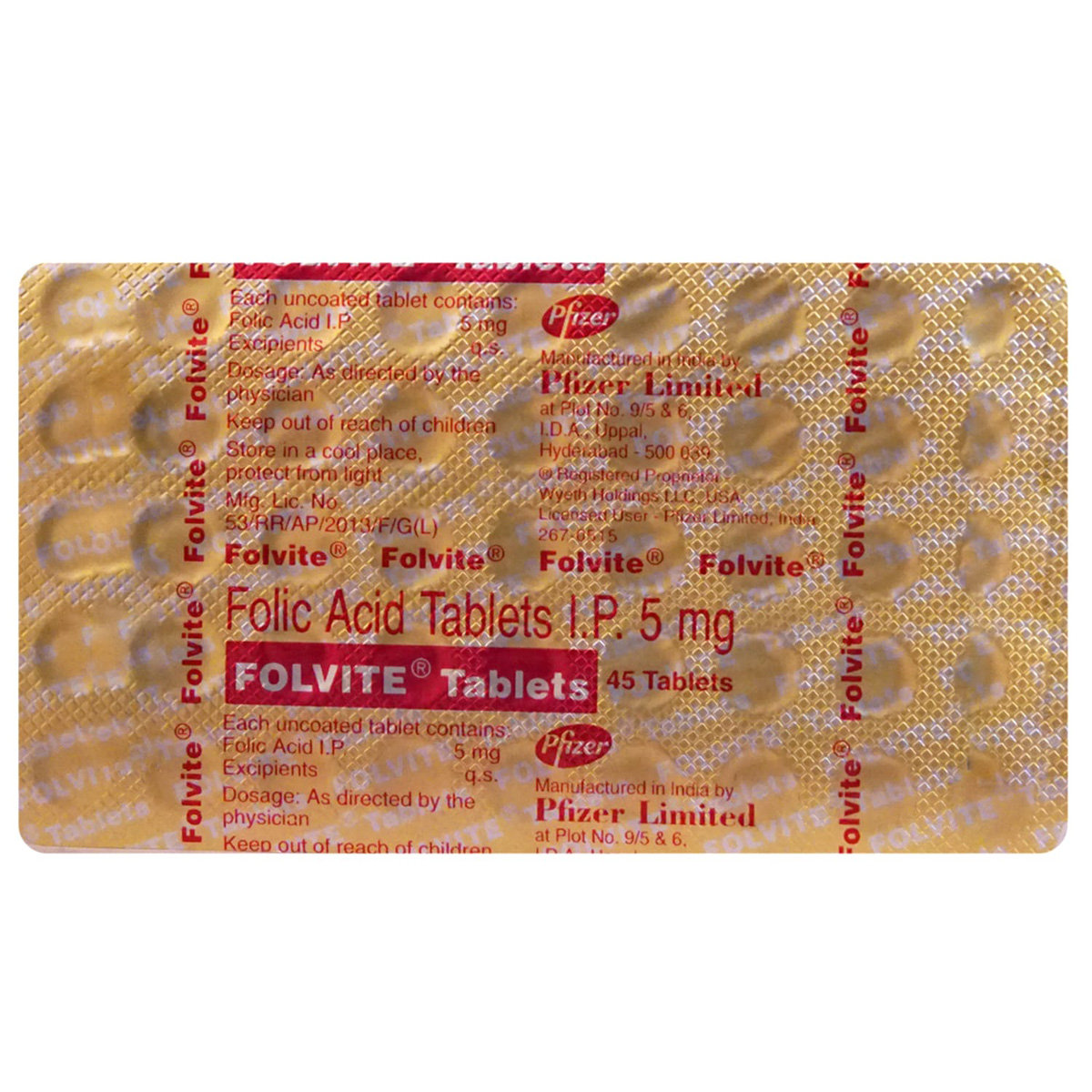 Folvite Tablet 45's, Pack of 45 TABLETS Folvite Tablet 45's, Pack of 45 TABLETS