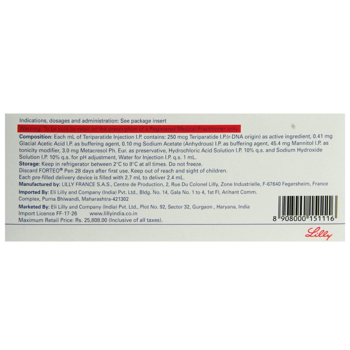 FORTEO INJECTION, Pack of 1 Injection FORTEO INJECTION, Pack of 1 Injection