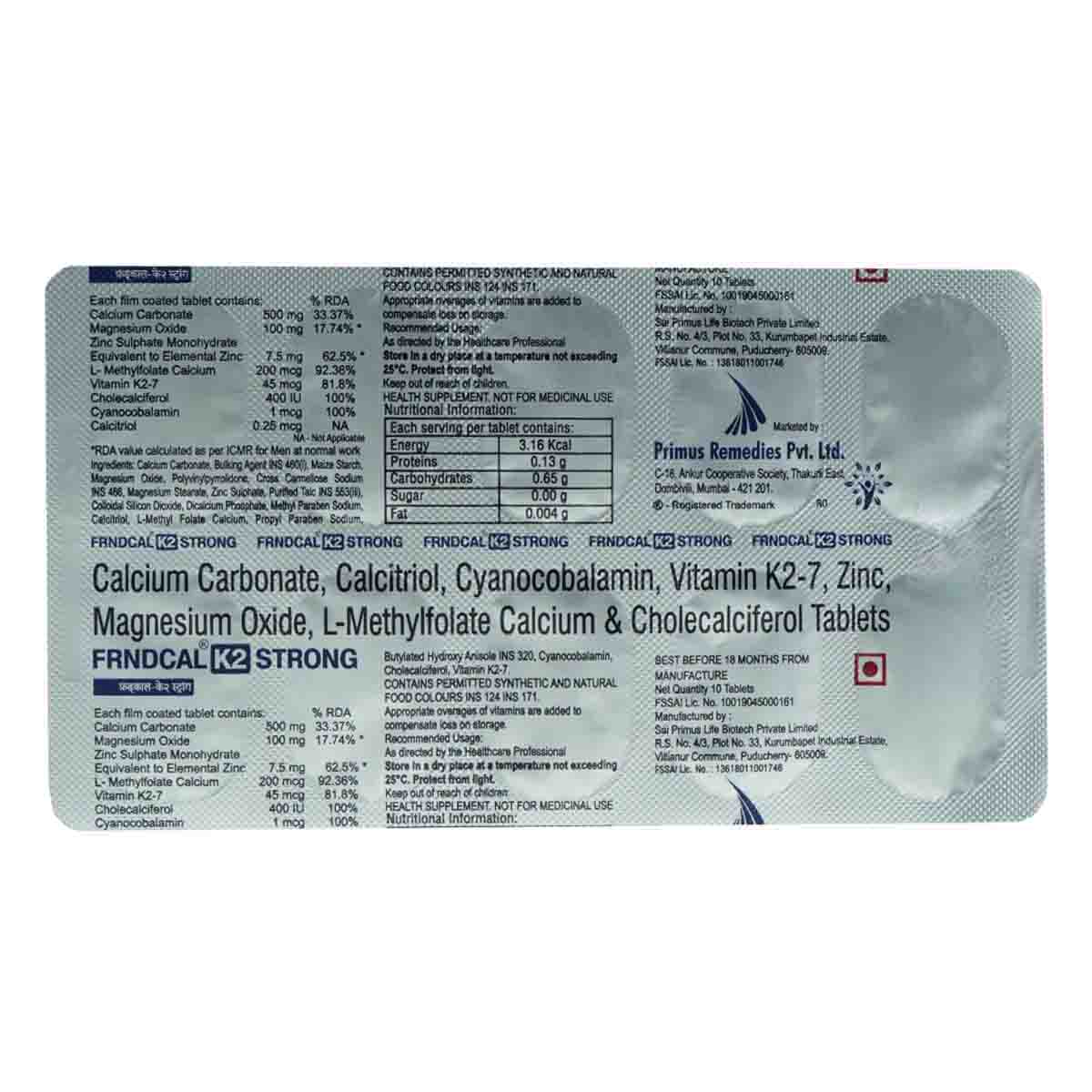 Frndcal K2 Strong Tablet 10's, Pack of 10 Frndcal K2 Strong Tablet 10's, Pack of 10