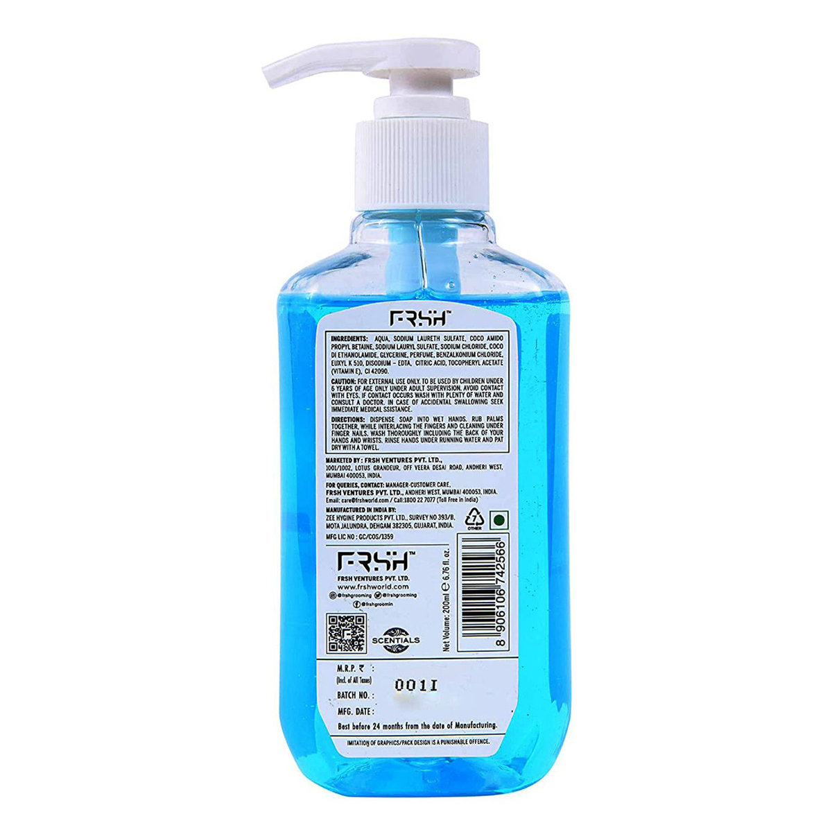 FRSH Antibacterial Handwash 200 ml | With Vitamin E & Moisturizers | Protect From Germs | Antibacterial, Pack of 1 FRSH Antibacterial Handwash 200 ml | With Vitamin E & Moisturizers | Protect From Germs | Antibacterial, Pack of 1