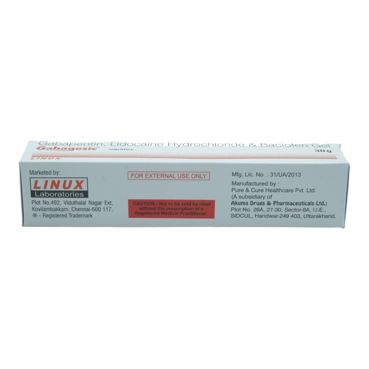 Gabagesic Gel 30 gm, Pack of 1 GEL Gabagesic Gel 30 gm, Pack of 1 GEL