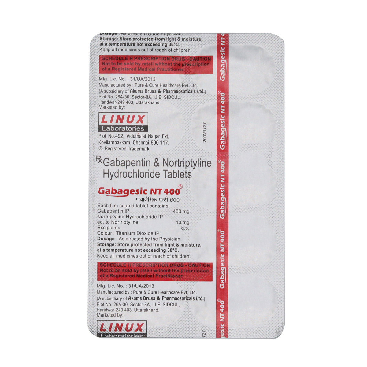Gabagesic NT 400 mg Tablet 10's, Pack of 10 TabletS Gabagesic NT 400 mg Tablet 10's, Pack of 10 TabletS