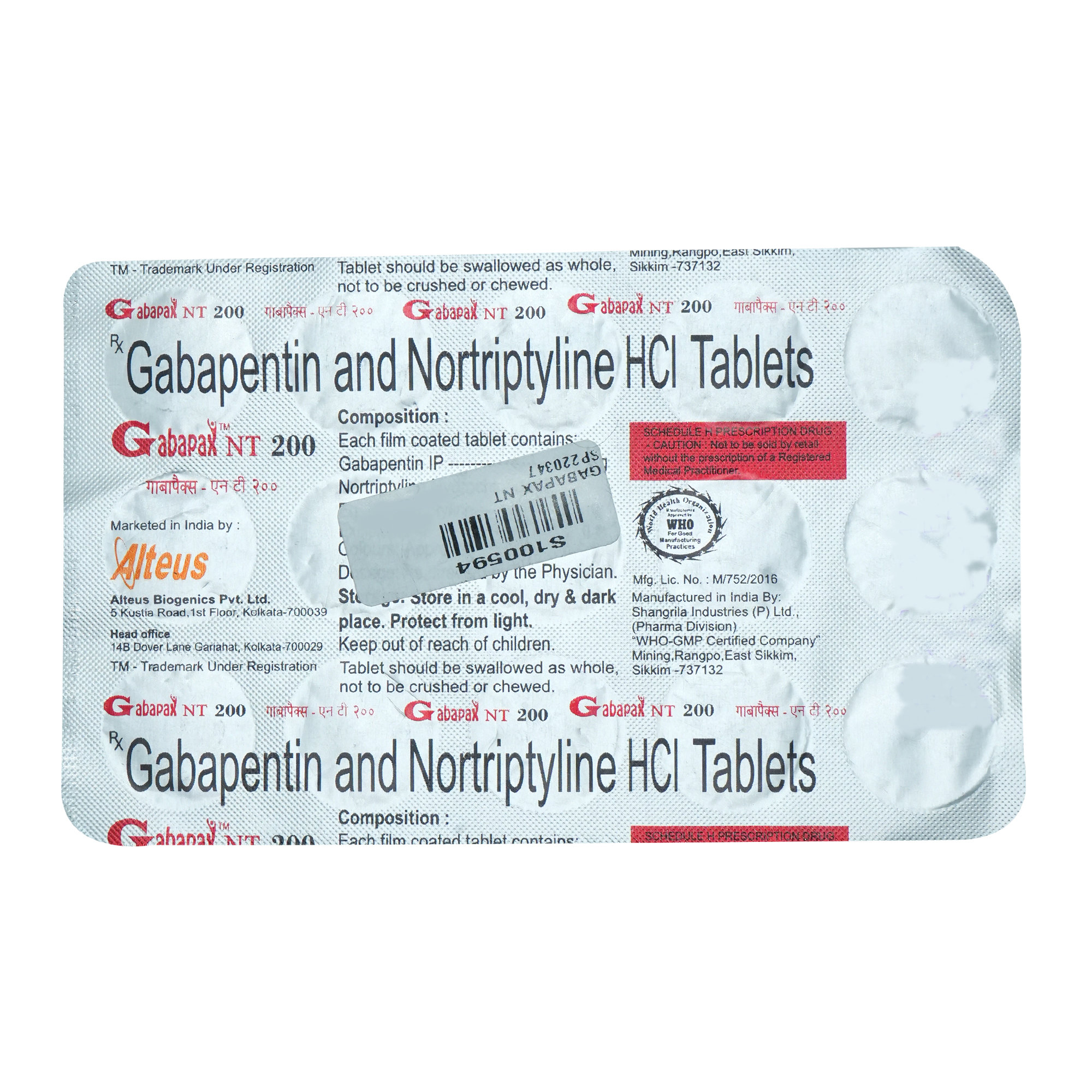 Gabapax NT 200 Tablet 15's, Pack of 15 TABLETS Gabapax NT 200 Tablet 15's, Pack of 15 TABLETS