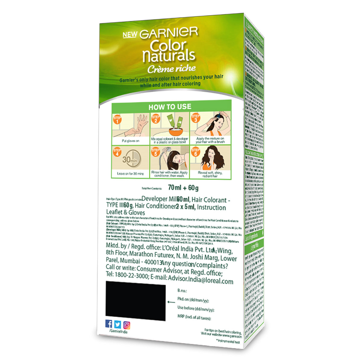 Garnier Color Naturals Crème Shade 3 Darkest Brown Hair Color, 1 Kit, Pack of 1 Garnier Color Naturals Crème Shade 3 Darkest Brown Hair Color, 1 Kit, Pack of 1