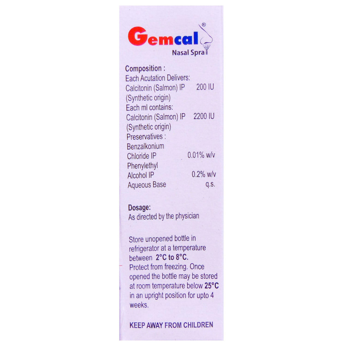 Gemcal Nasal Spray 3.7 ml, Pack of 1 NASAL SPRAY Gemcal Nasal Spray 3.7 ml, Pack of 1 NASAL SPRAY