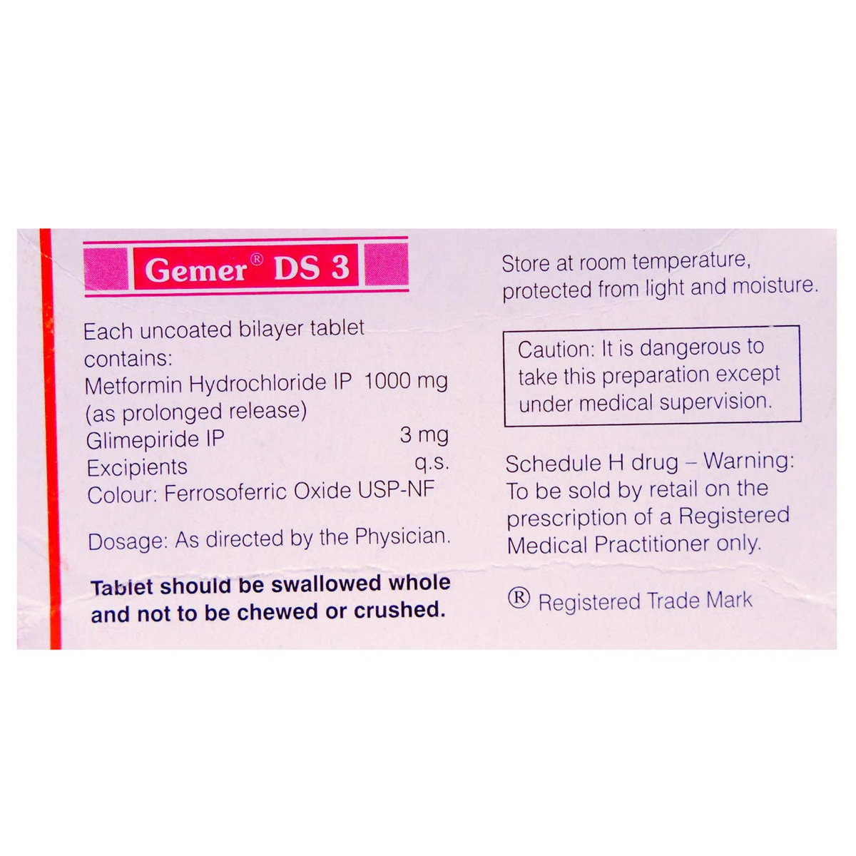Gemer DS 3 Tablet 10's, Pack of 10 TABLETS Gemer DS 3 Tablet 10's, Pack of 10 TABLETS