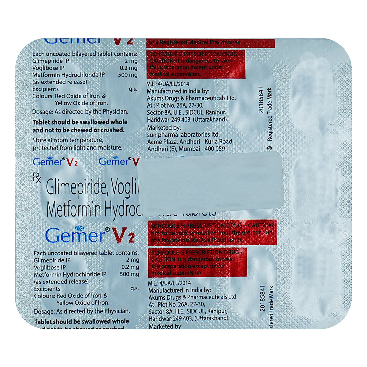 Gemer V 2 Tablet 15's, Pack of 15 TabletS Gemer V 2 Tablet 15's, Pack of 15 TabletS
