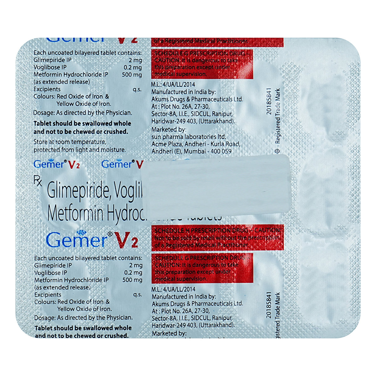 Gemer V 2 Tablet 15's, Pack of 15 TabletS Gemer V 2 Tablet 15's, Pack of 15 TabletS