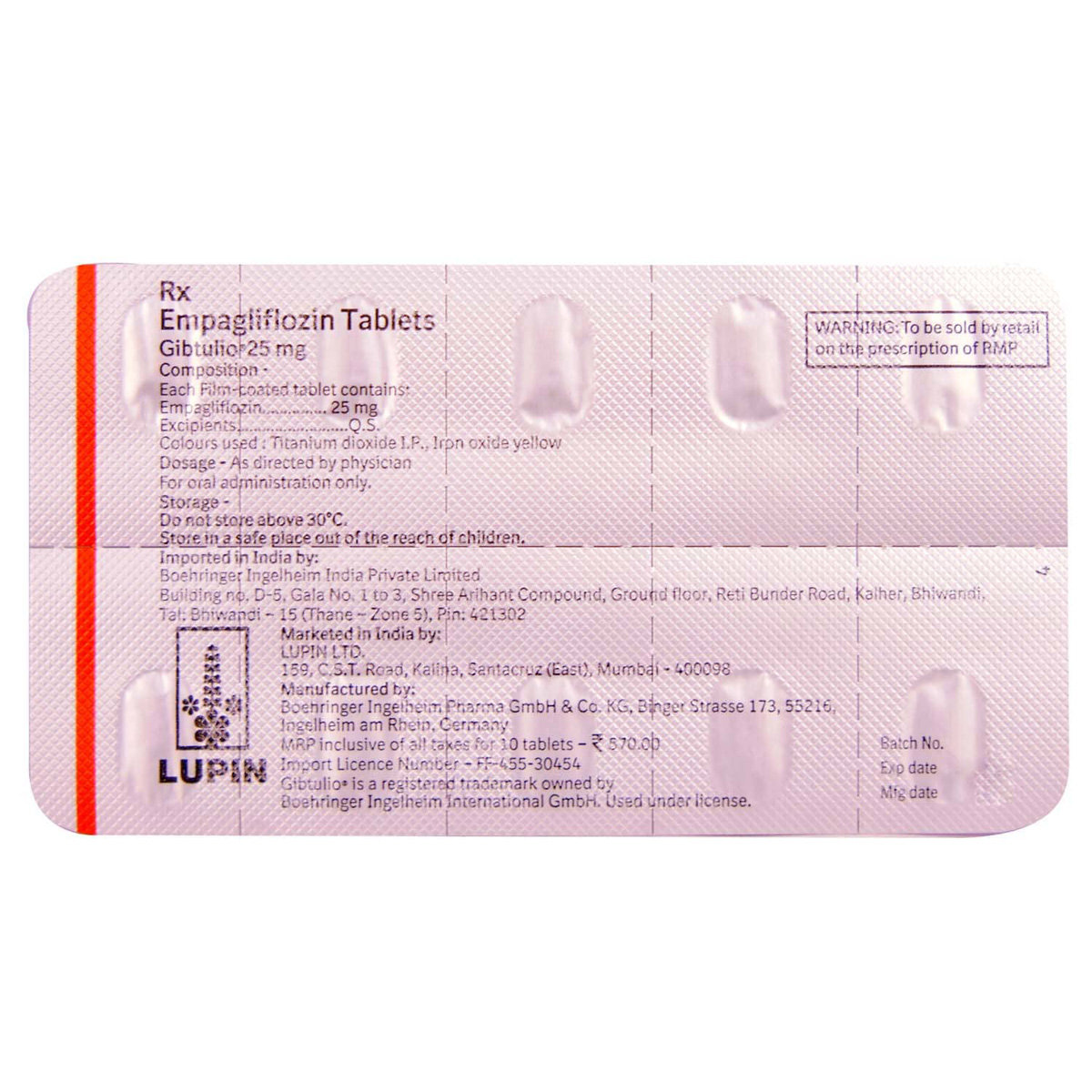 Gibtulio 25 mg Tablet 10's, Pack of 10 TABLETS Gibtulio 25 mg Tablet 10's, Pack of 10 TABLETS