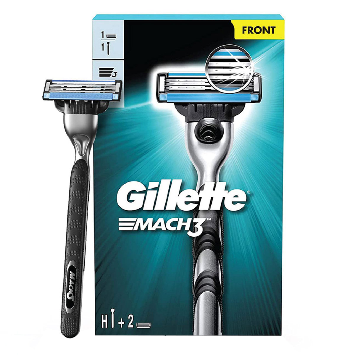 GILLETTE Mach 3 Shaving Razor (Handle + 2 Cartridge), 1 Count, Pack of 1 GILLETTE Mach 3 Shaving Razor (Handle + 2 Cartridge), 1 Count, Pack of 1