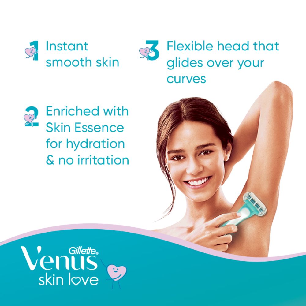 Gillette Venus Skin Love with Skin Essence Women’s Razor, 3 Count, Pack of 1 Gillette Venus Skin Love with Skin Essence Women’s Razor, 3 Count, Pack of 1