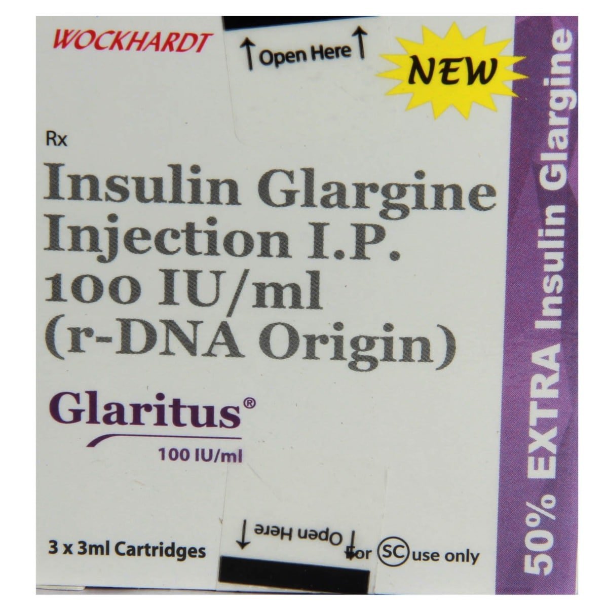 Glaritus 100Iu/ml Injection 3 x 3 ml , Pack of 3 InjectionS Glaritus 100Iu/ml Injection 3 x 3 ml , Pack of 3 InjectionS