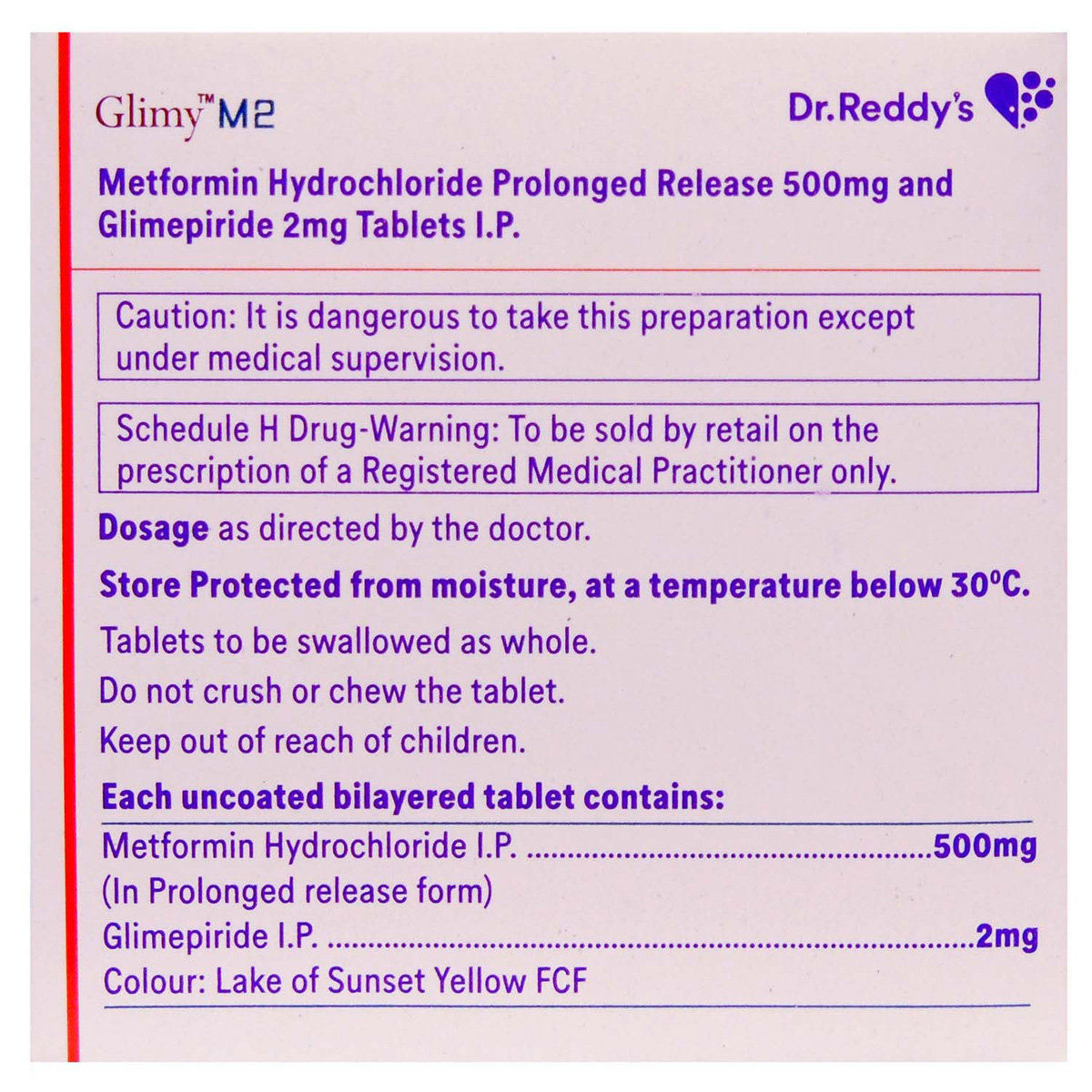 Glimy M 2 Tablet 15's, Pack of 15 TABLETS Glimy M 2 Tablet 15's, Pack of 15 TABLETS