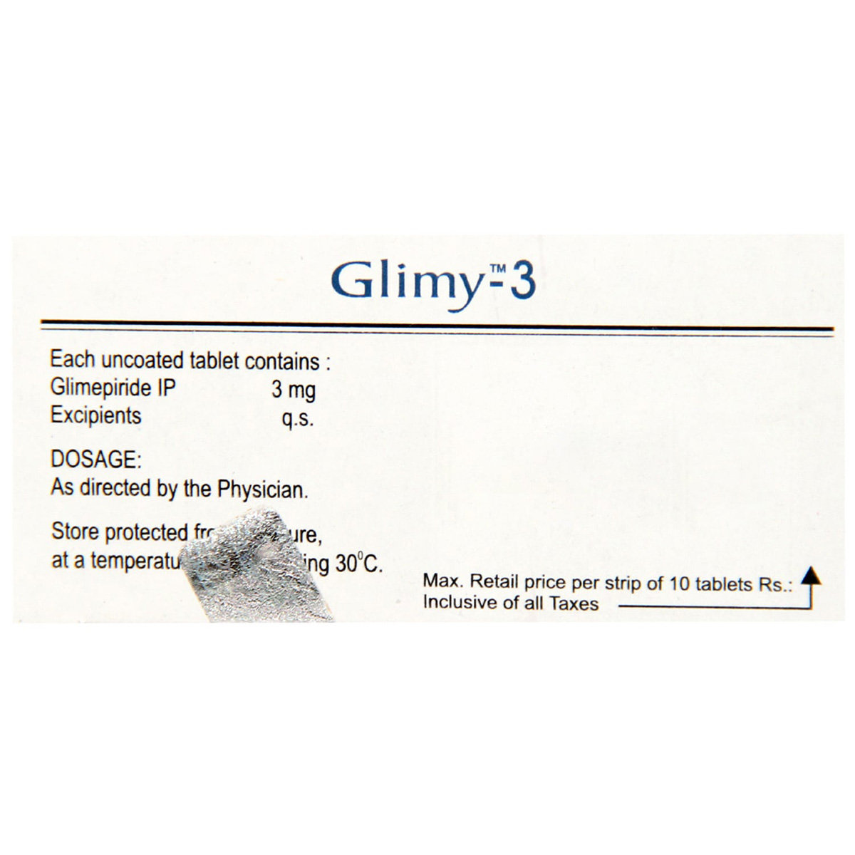 Glimy-3 Tablet 10's, Pack of 10 TABLETS Glimy-3 Tablet 10's, Pack of 10 TABLETS