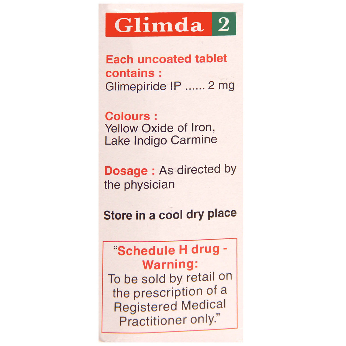 Glimda 2 Tablet 10's, Pack of 10 TABLETS Glimda 2 Tablet 10's, Pack of 10 TABLETS