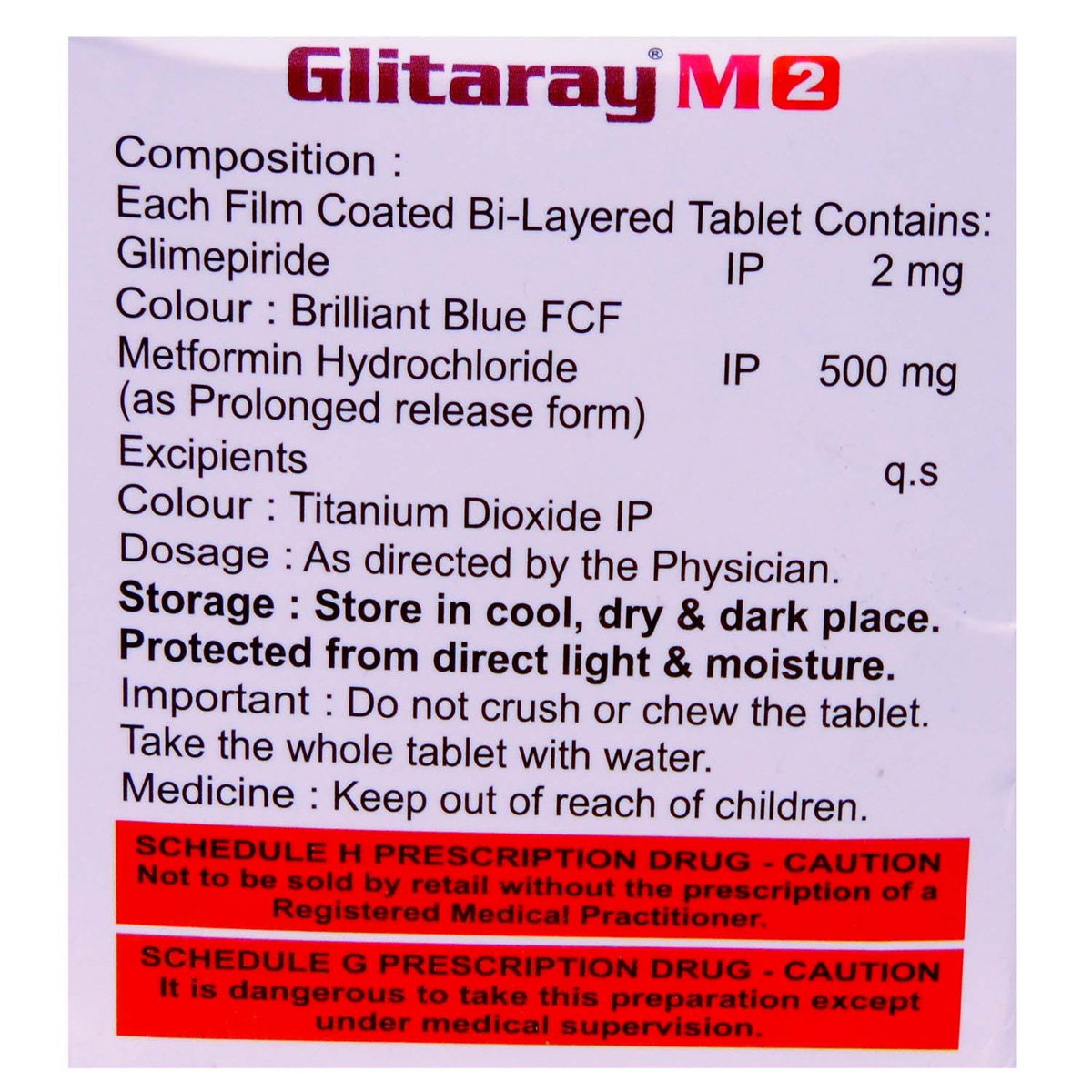 Glitaray M 2 Tablet 15's, Pack of 15 TABLETS Glitaray M 2 Tablet 15's, Pack of 15 TABLETS