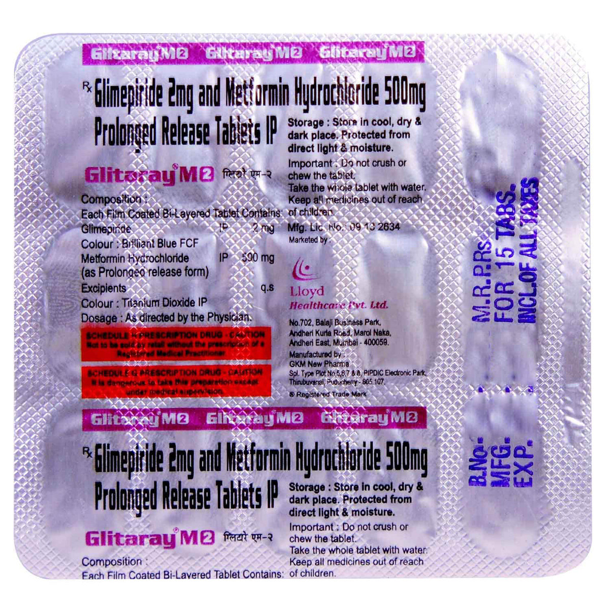 Glitaray M 2 Tablet 15's, Pack of 15 TABLETS Glitaray M 2 Tablet 15's, Pack of 15 TABLETS