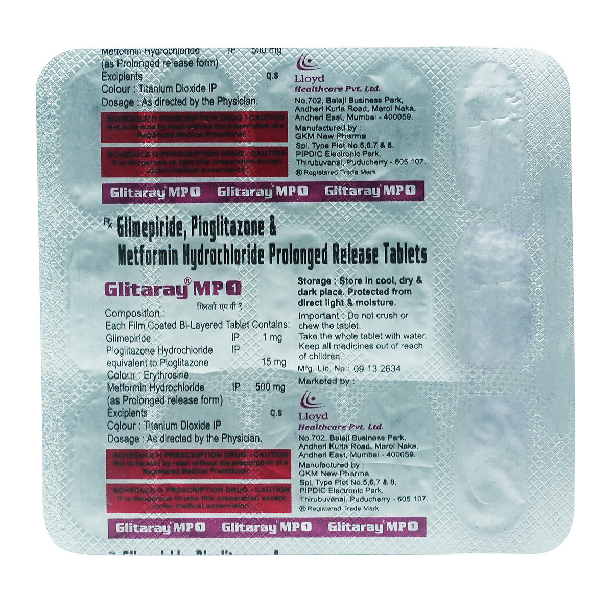 Glitaray MP 1 Tablet 15's, Pack of 15 TABLETS Glitaray MP 1 Tablet 15's, Pack of 15 TABLETS