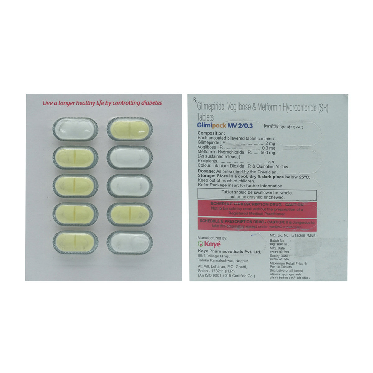 Glimipack MV 2 mg/0.3 mg Tablet 10's, Pack of 10 TabletS Glimipack MV 2 mg/0.3 mg Tablet 10's, Pack of 10 TabletS