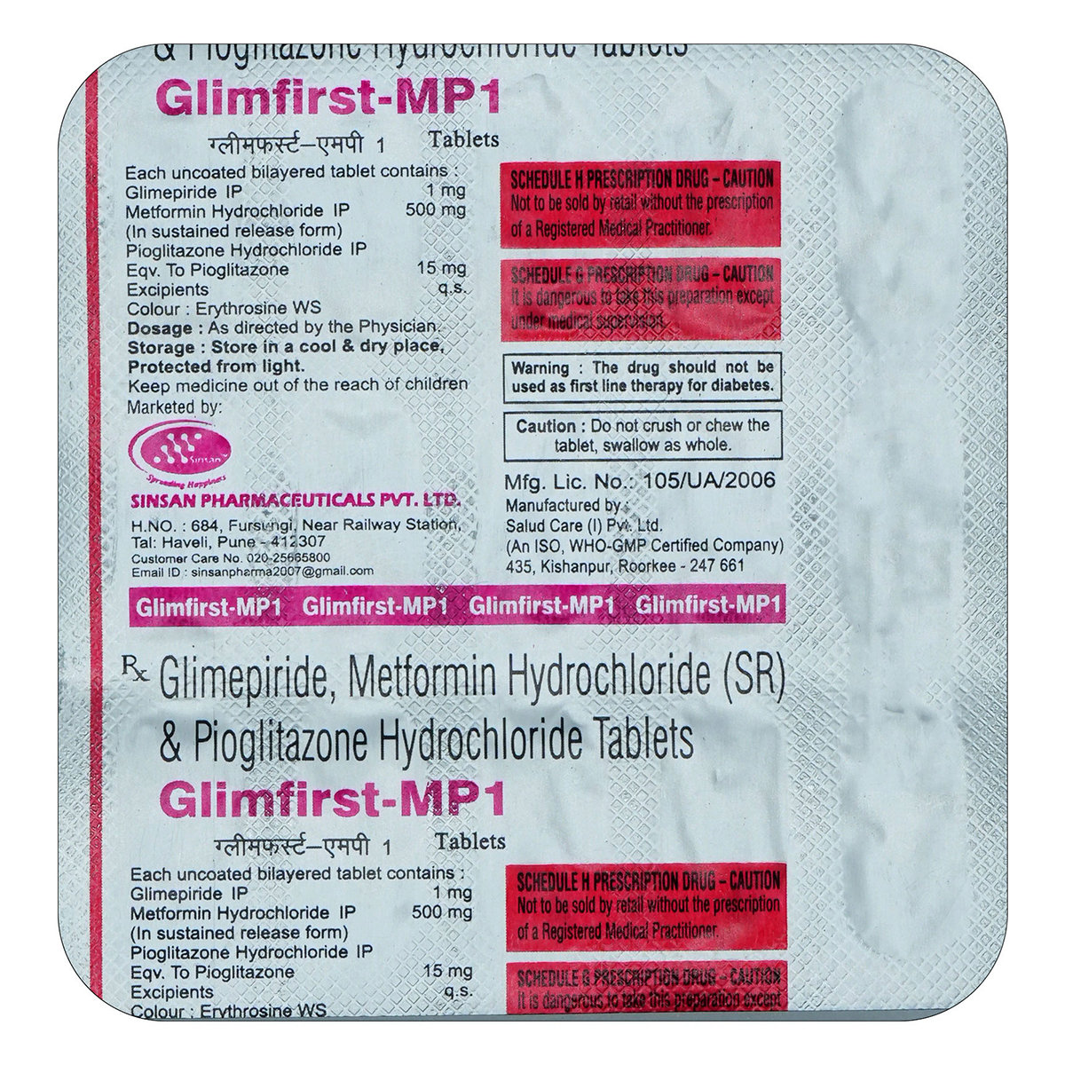 Glimfirst MP1 Tablet 15's, Pack of 15 TABLETS Glimfirst MP1 Tablet 15's, Pack of 15 TABLETS