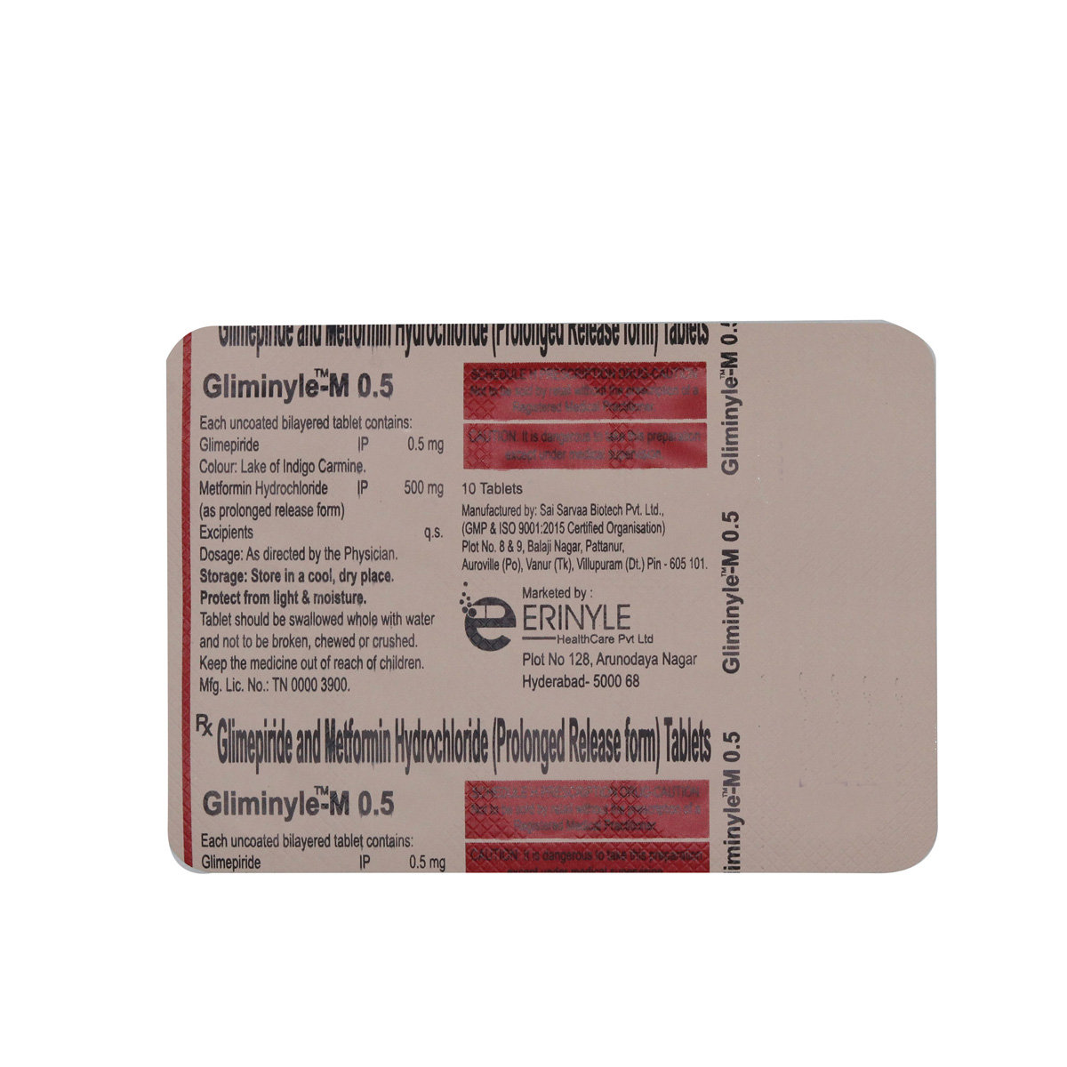 Gliminyle-M 0.5 Tablet 10's, Pack of 10 TABLETS Gliminyle-M 0.5 Tablet 10's, Pack of 10 TABLETS