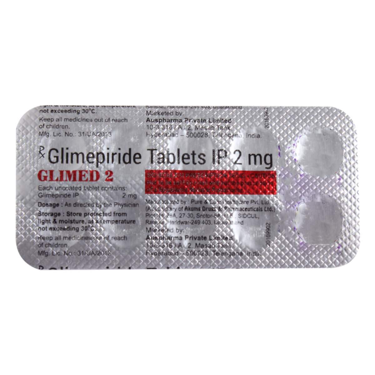 Glimed 2 mg Tablet 10's, Pack of 10 TABLETS Glimed 2 mg Tablet 10's, Pack of 10 TABLETS