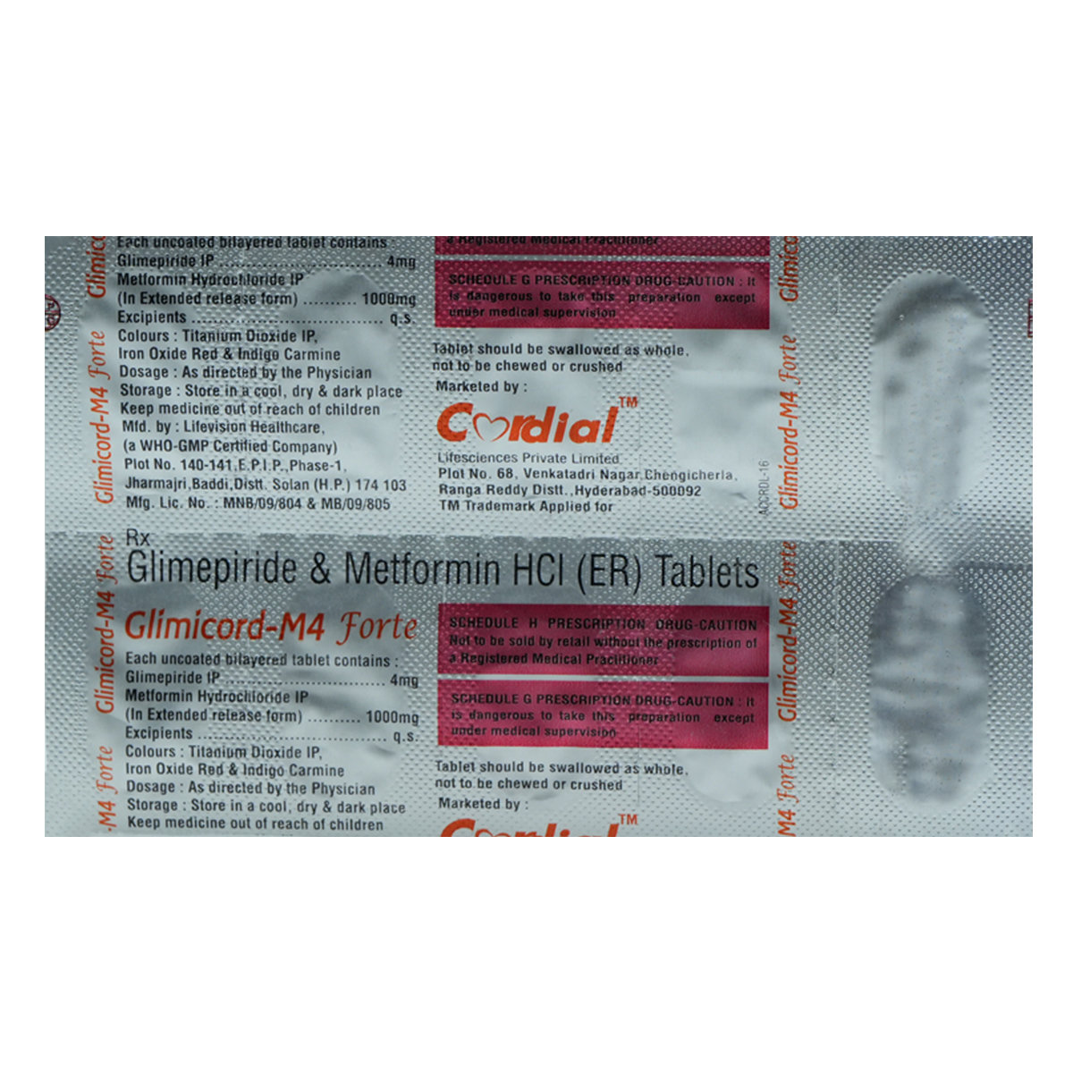 Glimicord-M4 Forte Tablet 10's, Pack of 10 TabletS Glimicord-M4 Forte Tablet 10's, Pack of 10 TabletS