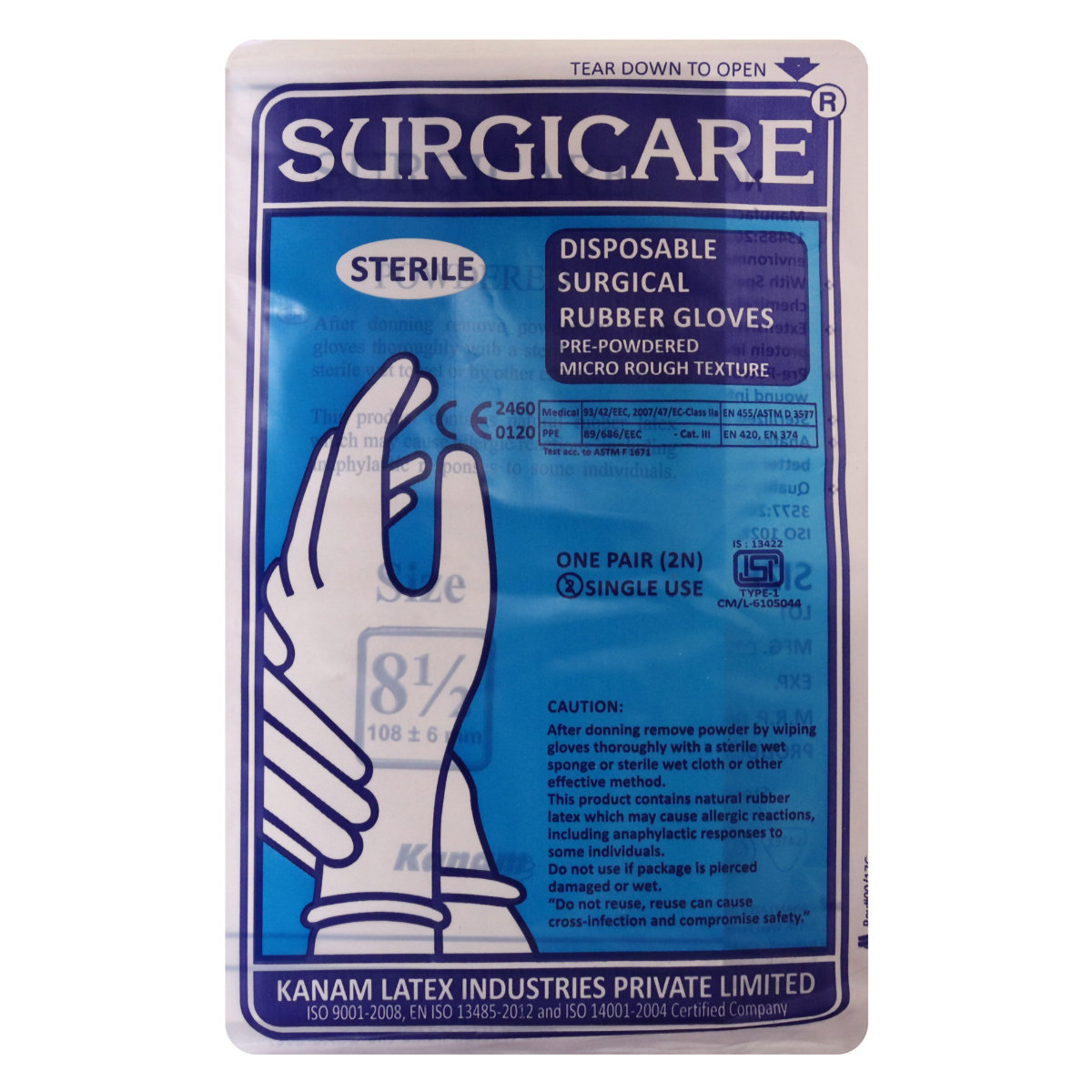 Gloves Surgicare 8.5, Pack of 1 Gloves Surgicare 8.5, Pack of 1
