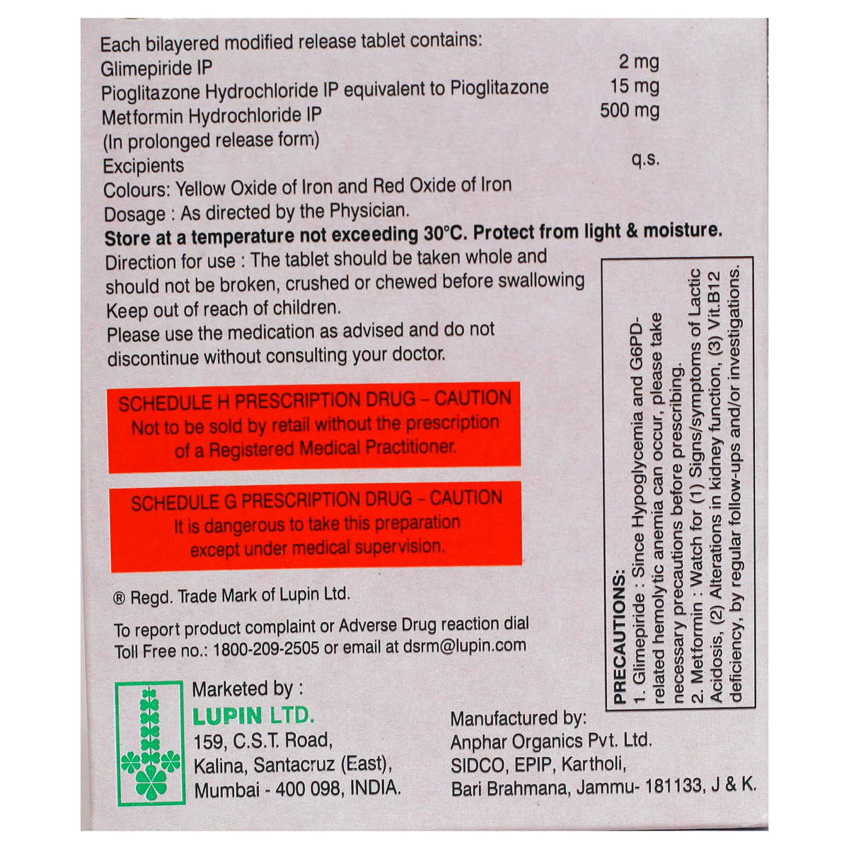 Gluconorm PG 2 Tablet 15's, Pack of 15 TABLETS Gluconorm PG 2 Tablet 15's, Pack of 15 TABLETS