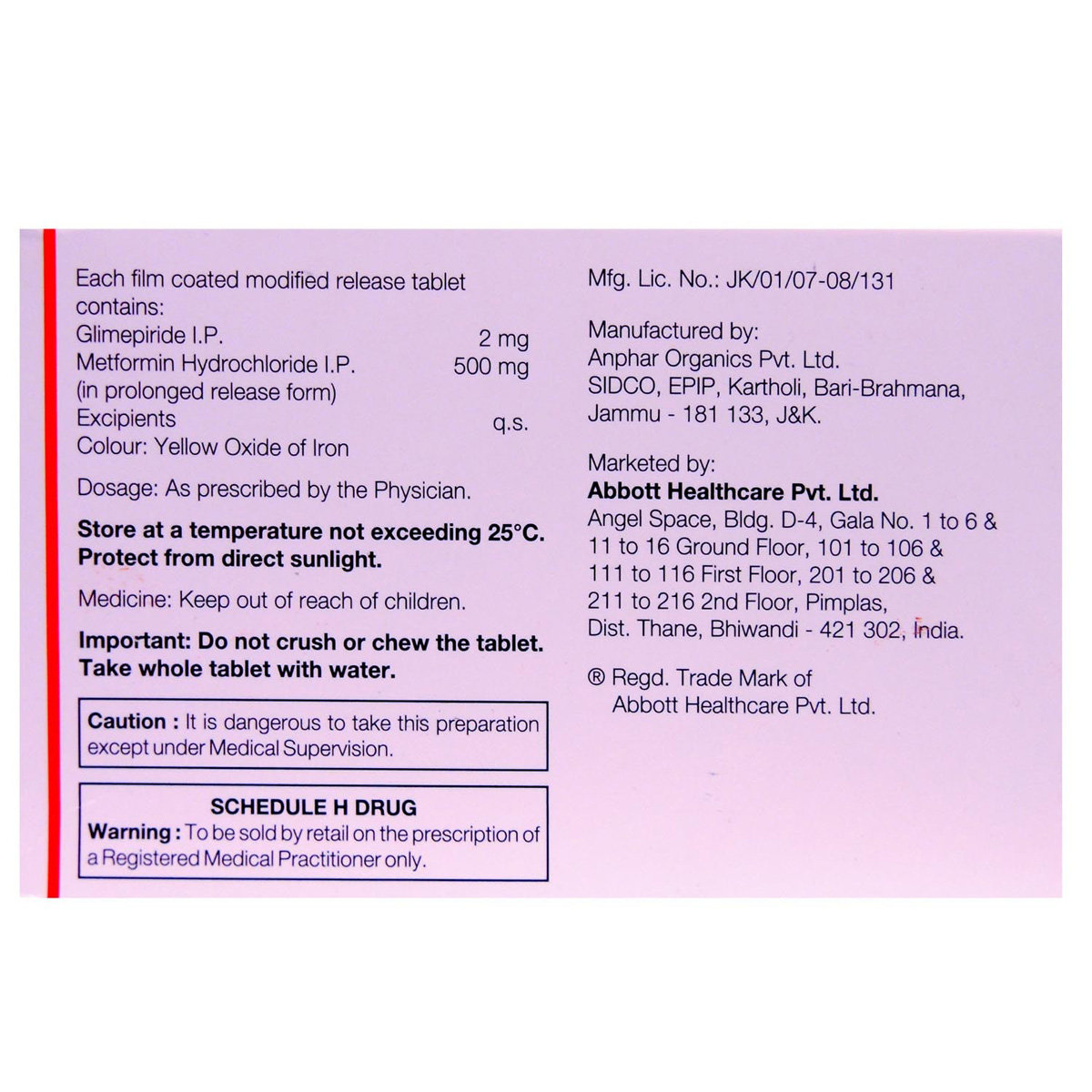 Gluformin G 2 Tablet 15's, Pack of 15 TABLETS Gluformin G 2 Tablet 15's, Pack of 15 TABLETS