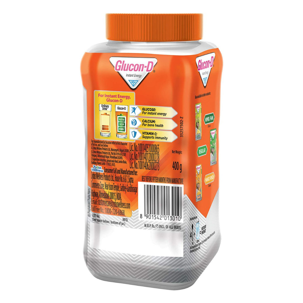 Glucon-D Instant Energy Drink Tangy Orange Flavour Powder, 400 gm, Pack of 1 Glucon-D Instant Energy Drink Tangy Orange Flavour Powder, 400 gm, Pack of 1